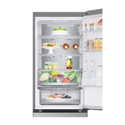 LG 1.86M 344L Kombiskap(Prime Silver) - Energiklasse D, Nature Fresh, Door Cooling+™ og Smart Diagnosis™ med Wi-Fi, duct open with food, GBV5150DPY, thumbnail 5