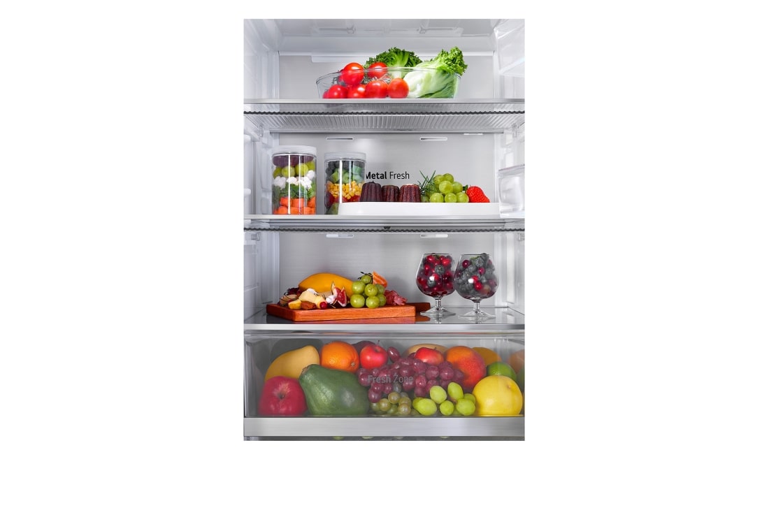 LG 186M 349L Kombiskap(Essence Black) - Energiklasse C, InstaView™, Nature Fresh, Door Cooling+™ Smart Diagnosis™ med Wi-Fi, Detail1_Cover_Food, GBG5160CEV, thumbnail 8