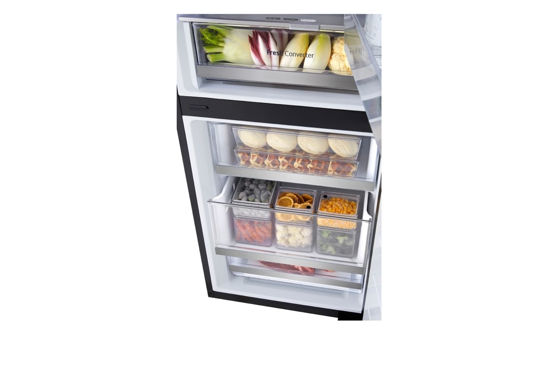 LG 186M 349L Kombiskap(Essence Black) - Energiklasse C, InstaView™, Nature Fresh, Door Cooling+™ Smart Diagnosis™ med Wi-Fi, BottomCloseUp_Food2, GBG5160CEV, thumbnail 10