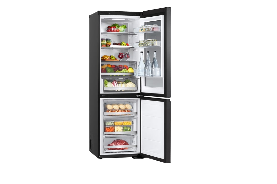 LG 186M 349L Kombiskap(Essence Black) - Energiklasse C, InstaView™, Nature Fresh, Door Cooling+™ Smart Diagnosis™ med Wi-Fi, LeftSideOpen_Food, GBG5160CEV, thumbnail 15