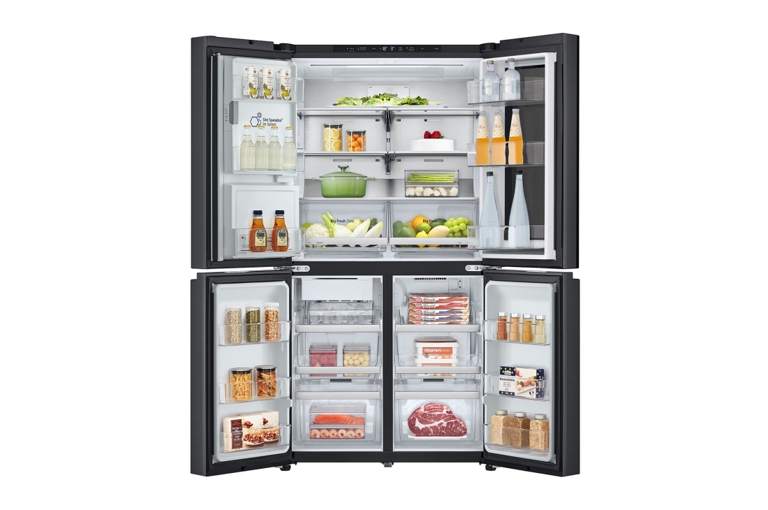 LG 638L InstaView Craft Ice French Door Side-by-Side (Essence Black Steel) - Energiklasse E, Vann/isdispenser med vanntilkobling, Smart Diagnosis™ med Wi-Fi, front open door food, GMG960EVEE, thumbnail 3