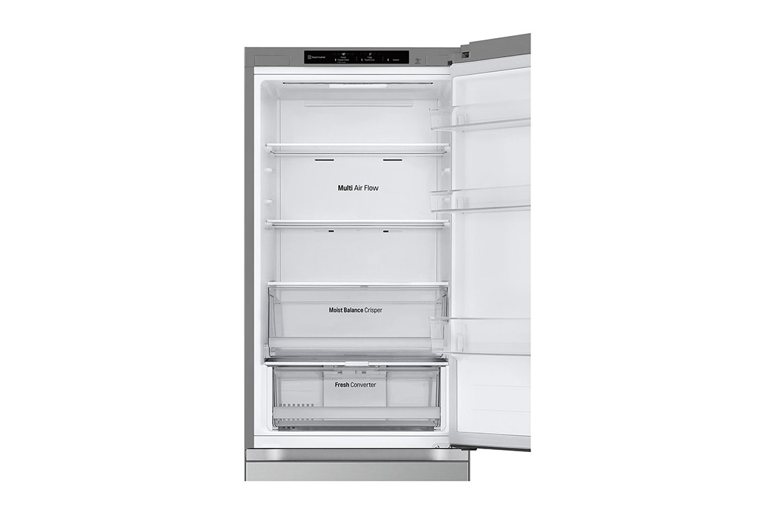 LG 1.86M 344L Kombiskap(Prime Silver) - Energiklasse A, Nature Fresh, Door Cooling+™ og Smart Diagnosis™, venstre side åpen utsikt uten mat, GBV3100APY, thumbnail 11