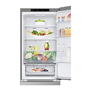 LG 1.86M 344L Kombiskap(Prime Silver) - Energiklasse A, Nature Fresh, Door Cooling+™ og Smart Diagnosis™, venstre side åpen utsikt med mat, GBV3100APY, thumbnail 10