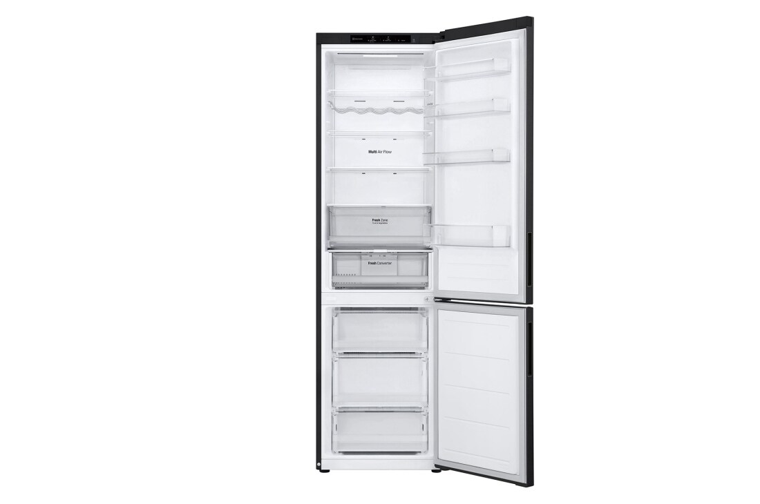 LG 2.03M 387L Kombiskap(Essence Matte Black) - Energiklasse B, Door Cooling™ och Smart Diagnosis™, toppdøren åpen med mat, GBV22NCBEP, thumbnail 9