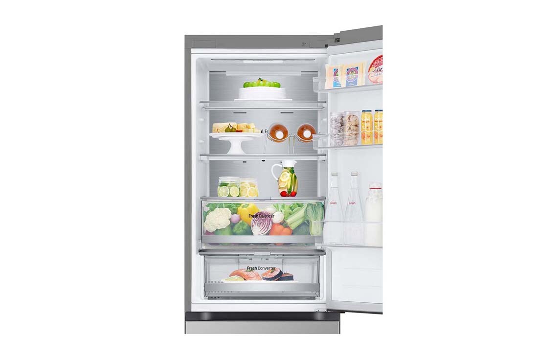 LG 1.86M 344L Kombiskap(Prime Silver) - Energiklasse E, Nature Fresh, Door Cooling⁺™ og Smart Diagnosis™ med Wi-Fi, åpne foran med mat, GBV7170EPY, thumbnail 2