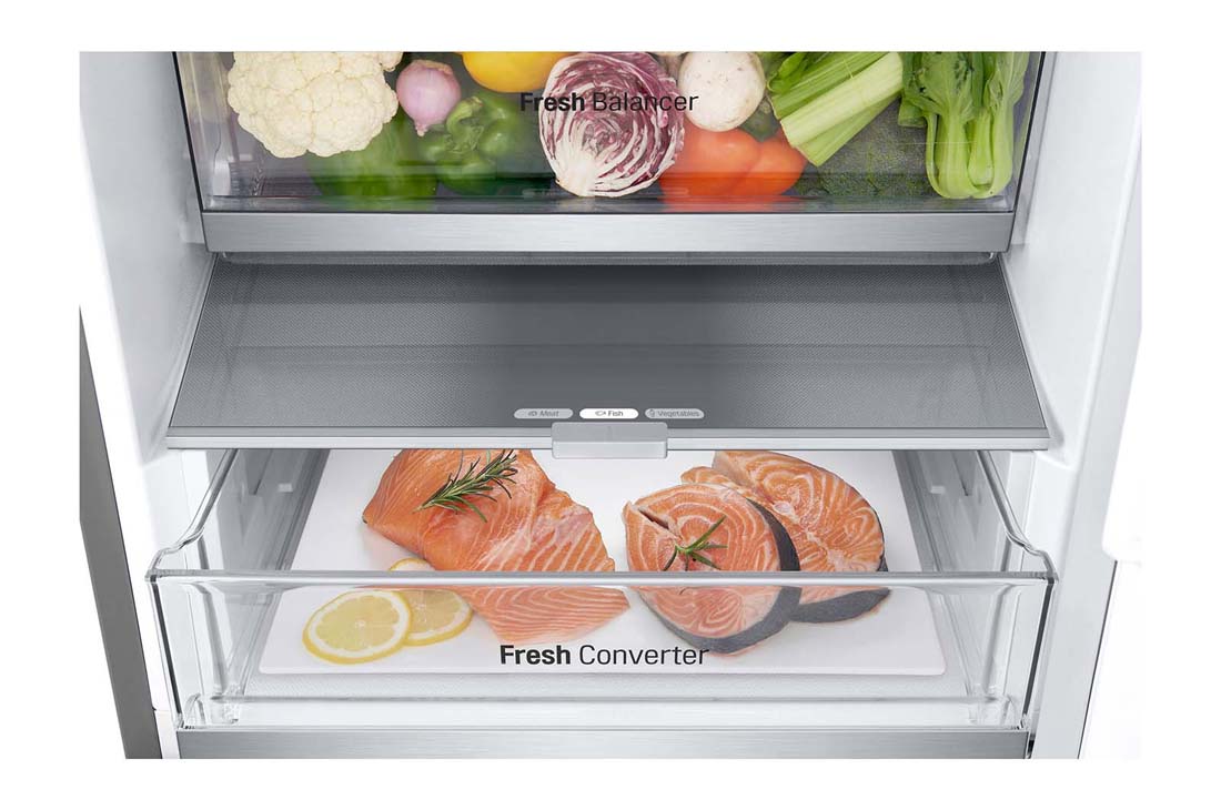 LG 1.86M 344L Kombiskap(Prime Silver) - Energiklasse E, Nature Fresh, Door Cooling⁺™ og Smart Diagnosis™ med Wi-Fi, åpne foran med mat, GBV7170EPY, thumbnail 7