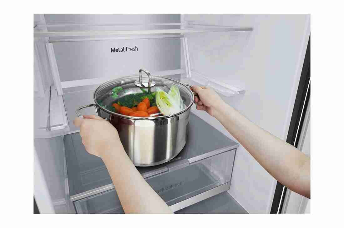 LG 1.86M 344L Kombiskap(Essence Black) - Energiklasse E, Nature Fresh, Door Cooling+™ og Smart Diagnosis™ med Wi-Fi, åpne foran med mat, GBV7170EEV, thumbnail 9