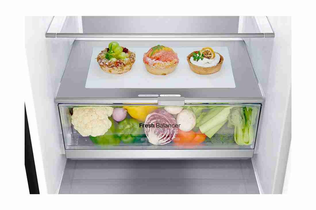 LG 1.86M 344L Kombiskap(Essence Black) - Energiklasse E, Nature Fresh, Door Cooling+™ og Smart Diagnosis™ med Wi-Fi, høyre utsikt, GBV7170EEV, thumbnail 12