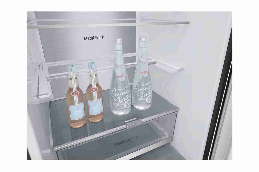 LG 1.86M 344L Kombiskap(Essence Black) - Energiklasse E, Nature Fresh, Door Cooling+™ og Smart Diagnosis™ med Wi-Fi, side view, GBV7170EEV, thumbnail 16