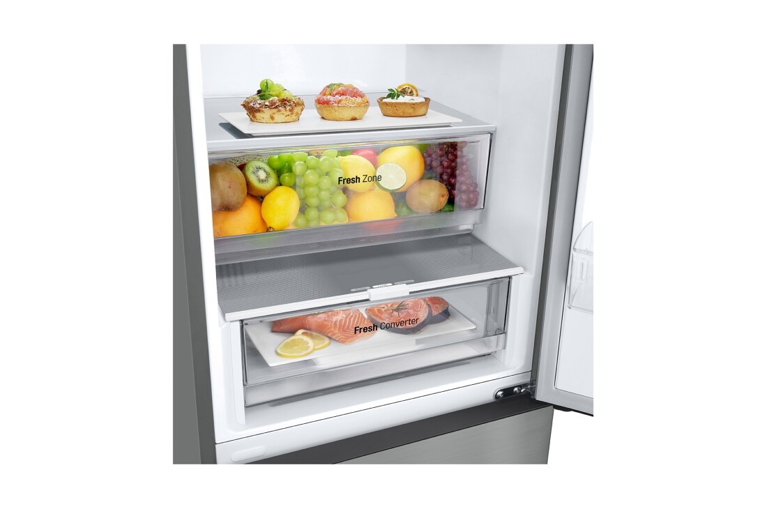 LG 1.86M 344L Kombiskap(Prime Silver) - Energiklasse D, Nature Fresh, Door Cooling+™ og Smart Diagnosis™ 	, 1.86M 344L Kombiskap(Prime Silver) - Energiklasse D, Nature Fresh, Door Cooling+™ og Smart Diagnosis™ 	, GBV21NCDPY, thumbnail 5