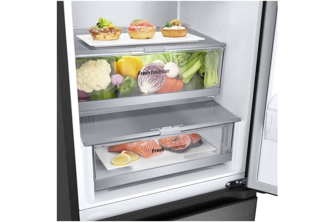 LG 2.03M 387L Kombiskap(Essence Black) - Energiklasse A, Door Cooling+™ och Smart Diagnosis™	, 2.03M 387L Kombiskap(Essence Black) - Energiklasse A, Door Cooling+™ och Smart Diagnosis™	, GBVE2801EV, thumbnail 5