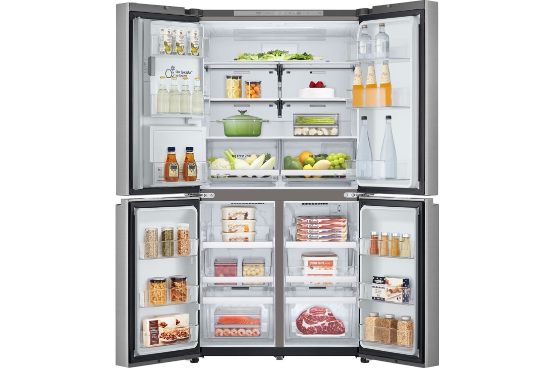LG 637L French Door Side-by-Side (Prime Silver), Energiklasse E, Vann/isdispenser med vanntilkobling, Smart Diagnosis™ , Front helt åpen (full av mat), GML960PYFE, thumbnail 2