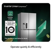 LG 637L French Door Side-by-Side (Prime Silver), Energiklasse E, Vann/isdispenser med vanntilkobling, Smart Diagnosis™ , Inverter Linear Compressor, GML960PYFE, thumbnail 5