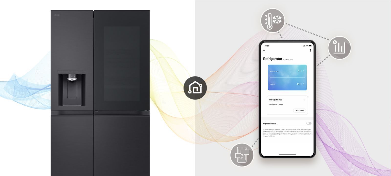 Det er et kjøleskap og en mobiltelefon.