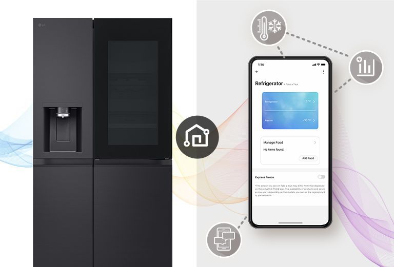 Det er et kjøleskap og en mobiltelefon.