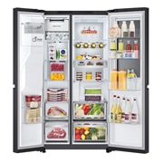 LG 628L InstaView Door in Door™ Side by Side (Essence Black), Energiklasse D, Craft Ice™, Vann/isdispenser med vanntilkobling, Smart Diagnosis™ med Wi-Fi, Front helt åpen (full av mat), GSXE90EVDD, thumbnail 2