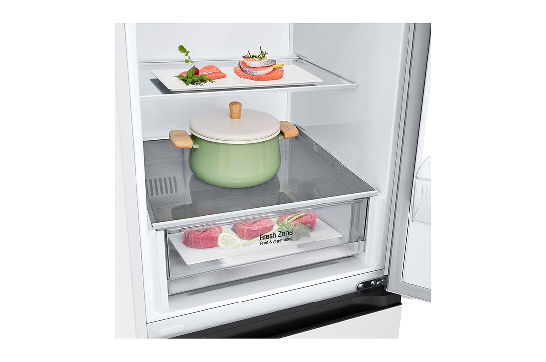 LG 1.86M 344L Kombiskap(Hvit) - Energiklasse E, Door Cooling+™ og Smart Diagnosis™, 1.86M 344L Kombiskap(Prime Silver) - Energiklasse D, Nature Fresh, Door Cooling+™ og Smart Diagnosis™ 	, GBV21L0ESW, thumbnail 6