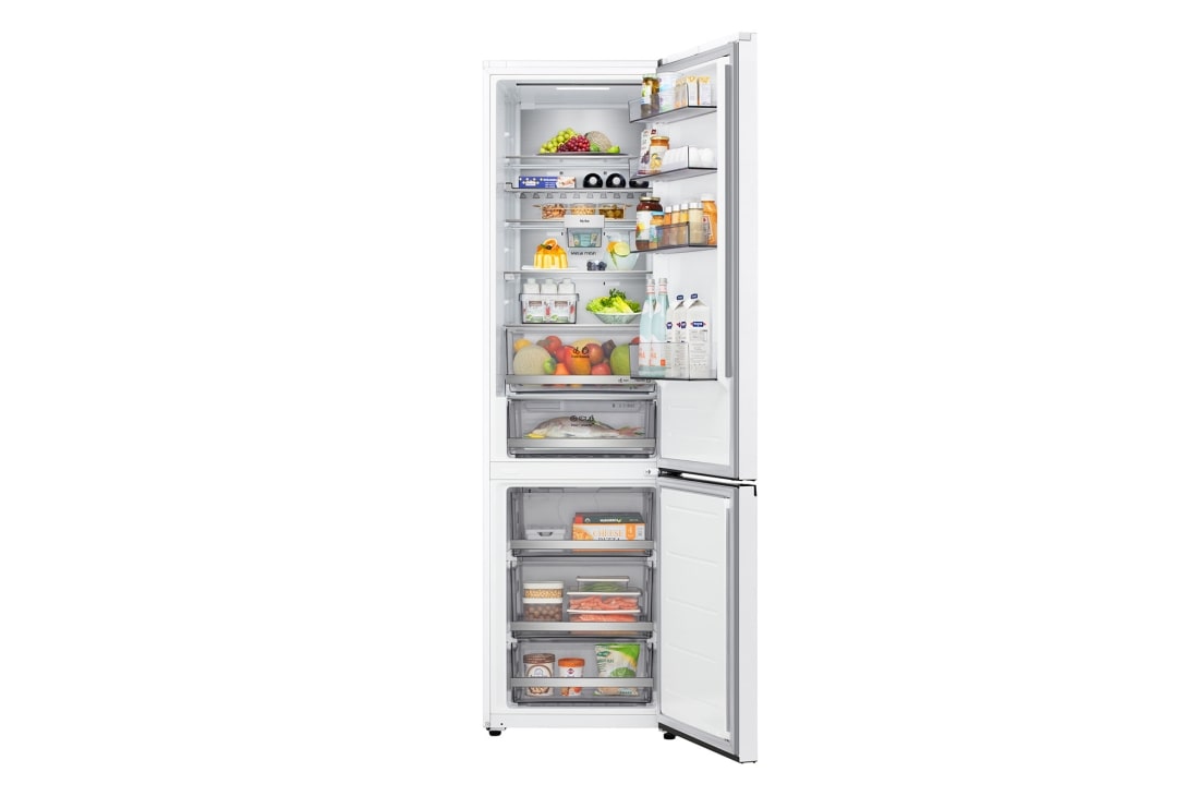 LG 1.86m 333L Kombiskap (Hvit) | Energiklasse D, Door Cooling+™ og Smart Diagnosis™ med Wi-Fi, LG kombinert kjøleskap/fryser med energiklassifisering C i Hvit med Nature Fresh-teknologi. Kapasitet 333 liter., GBBS514DSW, thumbnail 3