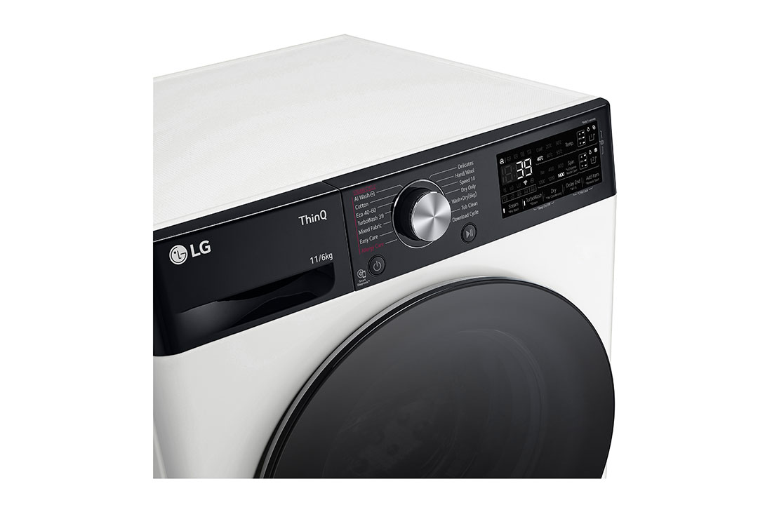 LG 11 kg / 6 kg Kombinert vaskemaskin/tørketrommel(Hvit) - Auto-Dose, Steam, Energiklasse E, TurboWash™360, AI DD™, Smart Diagnosis™ med Wi-Fi, Side panel , CV94E7S2BA, thumbnail 7