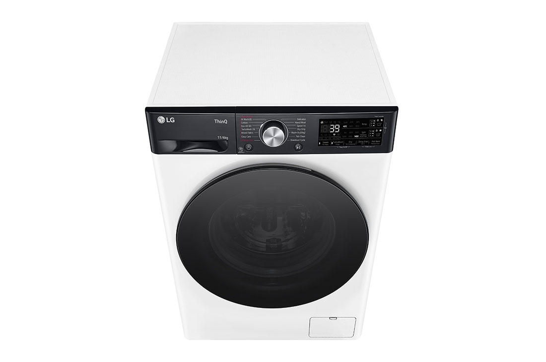 LG 11 kg / 6 kg Kombinert vaskemaskin/tørketrommel(Hvit) - Auto-Dose, Steam, Energiklasse E, TurboWash™360, AI DD™, Smart Diagnosis™ med Wi-Fi, Top view , CV94E7S2BA, thumbnail 9