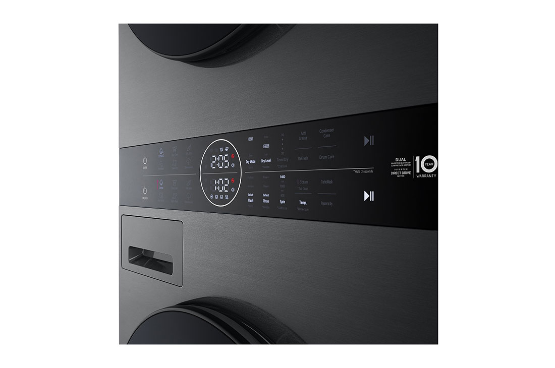 LG 12 kg / 10 kg WashTower(Svart) - Energiklasse A/C, Steam, TurboWash™360, AI DD™, Dual Inverter Heatpump™, WT1210BBF_Panel2, WT1210BBF, thumbnail 11