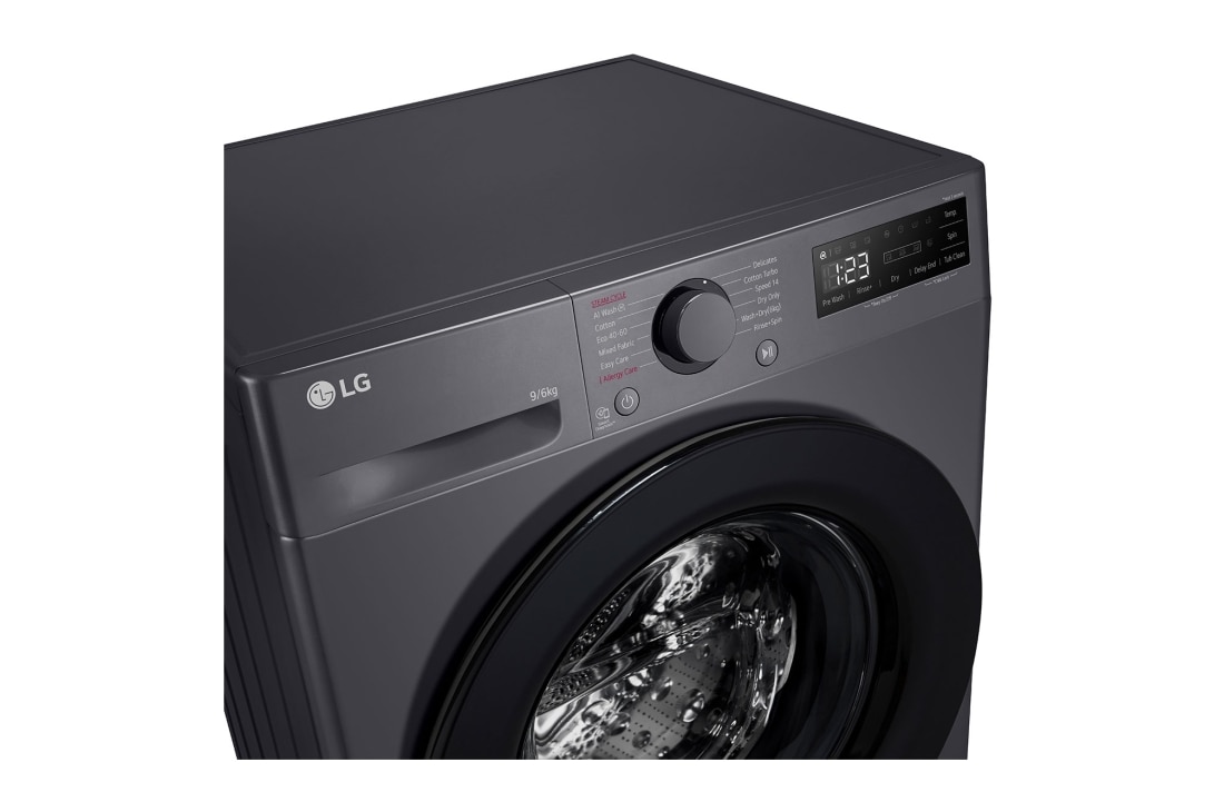 LG 9 kg / 6 kgKombinert vaskemaskin/tørketrommel(Svart) - Steam, Energiklasse A/D, AI DD™, Smart Diagnosis™, Top Left Panel, P4Y5VRP6J, thumbnail 7