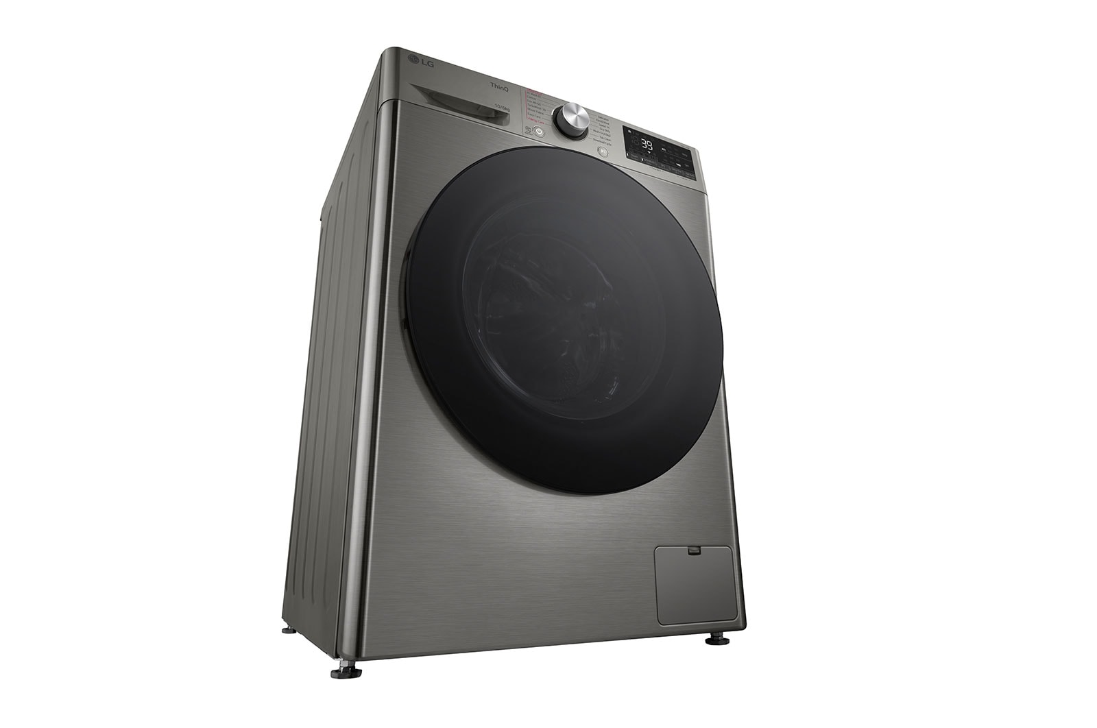 LG 10 kg / 6 kg Kombinert vaskemaskin/tørketrommel(Platinum Silver) - Steam, Energiklasse A/D, TurboWash™360, AI DD™, Smart Diagnosis™ med Wi-Fi, Left Low Perspective, CV94V7S2QN, thumbnail 10