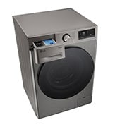 LG 10 kg / 6 kg Kombinert vaskemaskin/tørketrommel(Platinum Silver) - Steam, Energiklasse A/D, TurboWash™360, AI DD™, Smart Diagnosis™ med Wi-Fi, Top Left Perspective Drawer Open, CV94V7S2QN, thumbnail 9