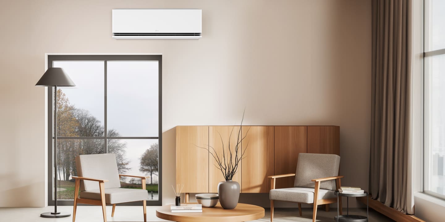 LG-klimaanlegg med full rengjøring-funksjon rengjør og tørker innsiden før langtidslagring i kalde årstider.