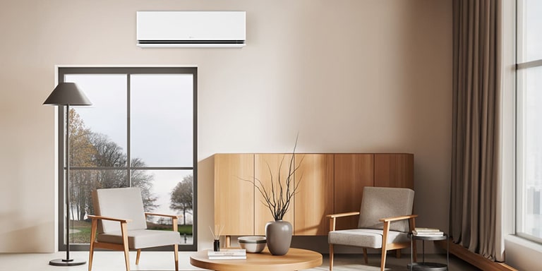 LG-klimaanlegg med full rengjøring-funksjon rengjør og tørker innsiden før langtidslagring i kalde årstider.