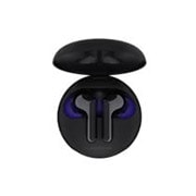 LG TONE Free FN6, A top view of a cradle opened up and two earbuds inside it with UV lighting on, HBS-FN6, thumbnail 1