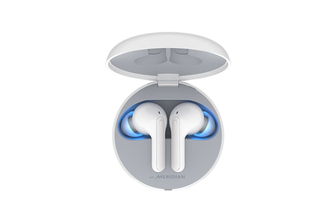 LG HBS-FN7, En visning av holder ovenfra åpnet opp med stemningsbelysning på UVnano-sertifiseringslogoene, HBS-FN7, thumbnail 2