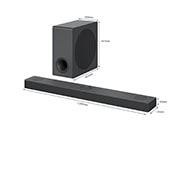 LG Sound Bar S80QY, Diagonal visning av lydplanke og subwoofer med størrelse , S80QY, thumbnail 3