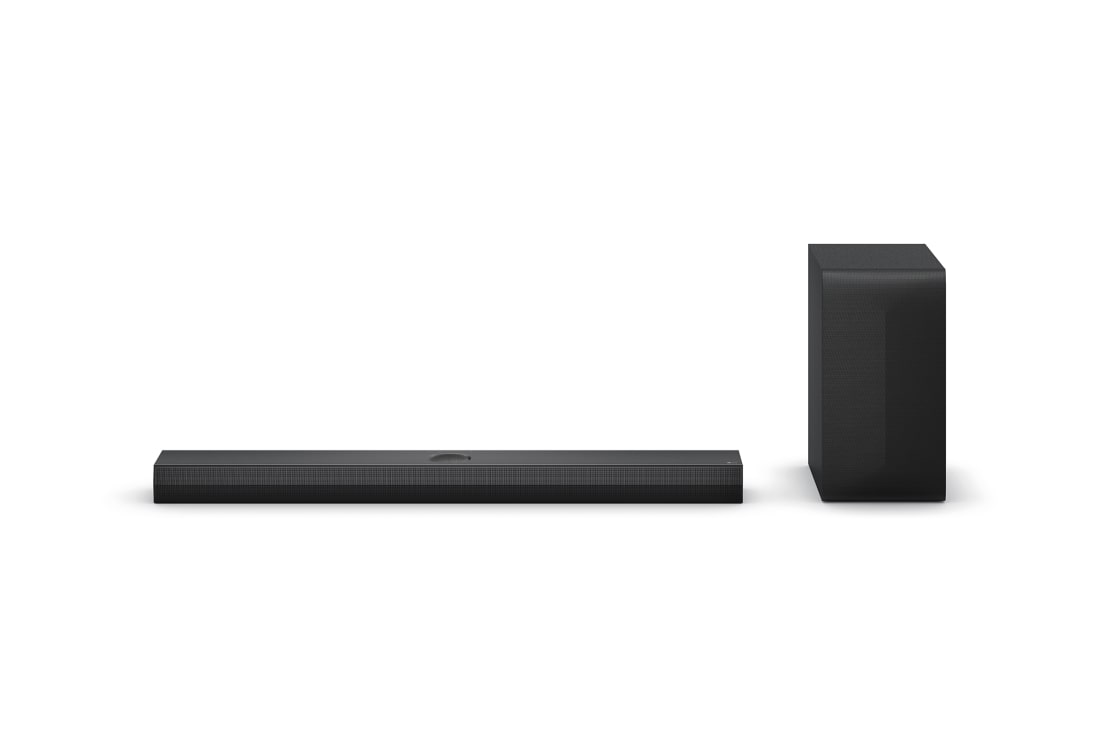 LG Soundbar for TV med Dolby Atmos 3.1.1-kanal NS70TY, Fremre visning av LG Soundbar NS70TY og subwoofer, NS70TY