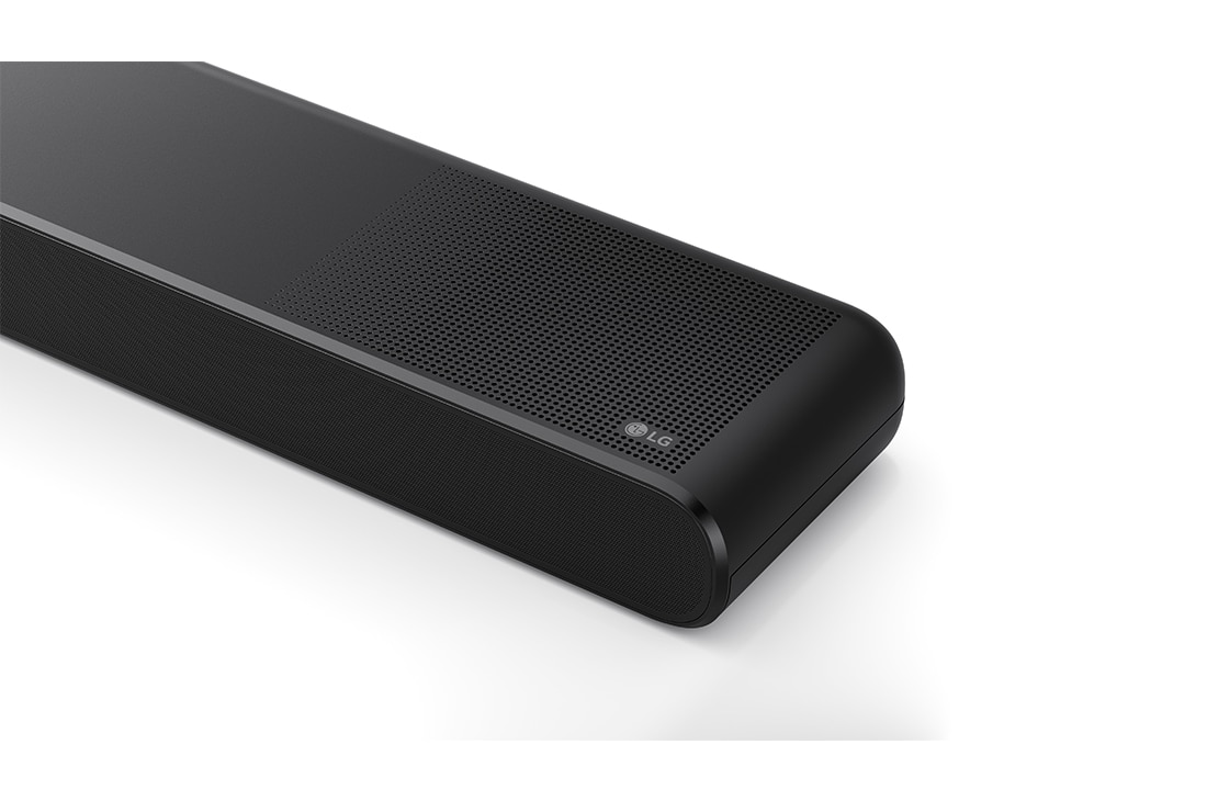 LG Soundbar for TV med Dolby Atmos 3.1.3-kanal S77TY, Vinklet visning ovenfra av LG Soundbar S77TYs sidehjørne, NS77TY, thumbnail 4