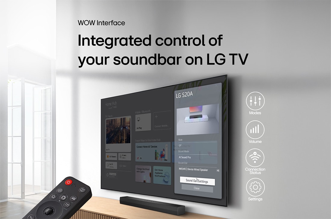 LG Soundbar NS20A, USP-kort: WOW Interface – integrert kontroll av soundbaren på LG TV, NS20A, thumbnail 13