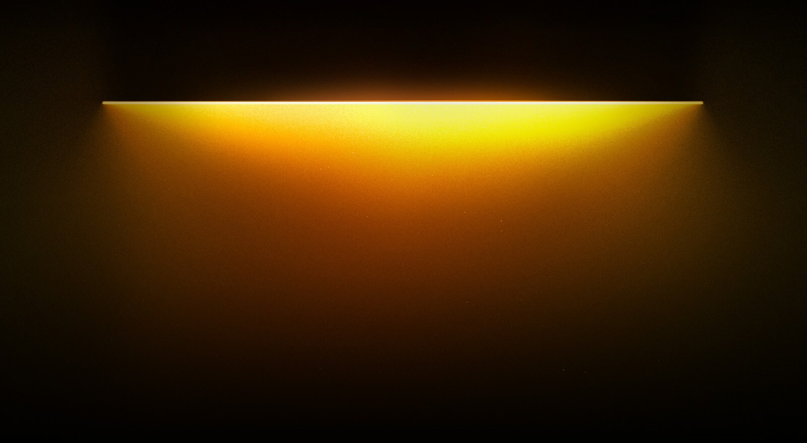 Gulfarget lys som gradvis fremhever teksten «For ditt problemfrie interiør» nedenfor. 