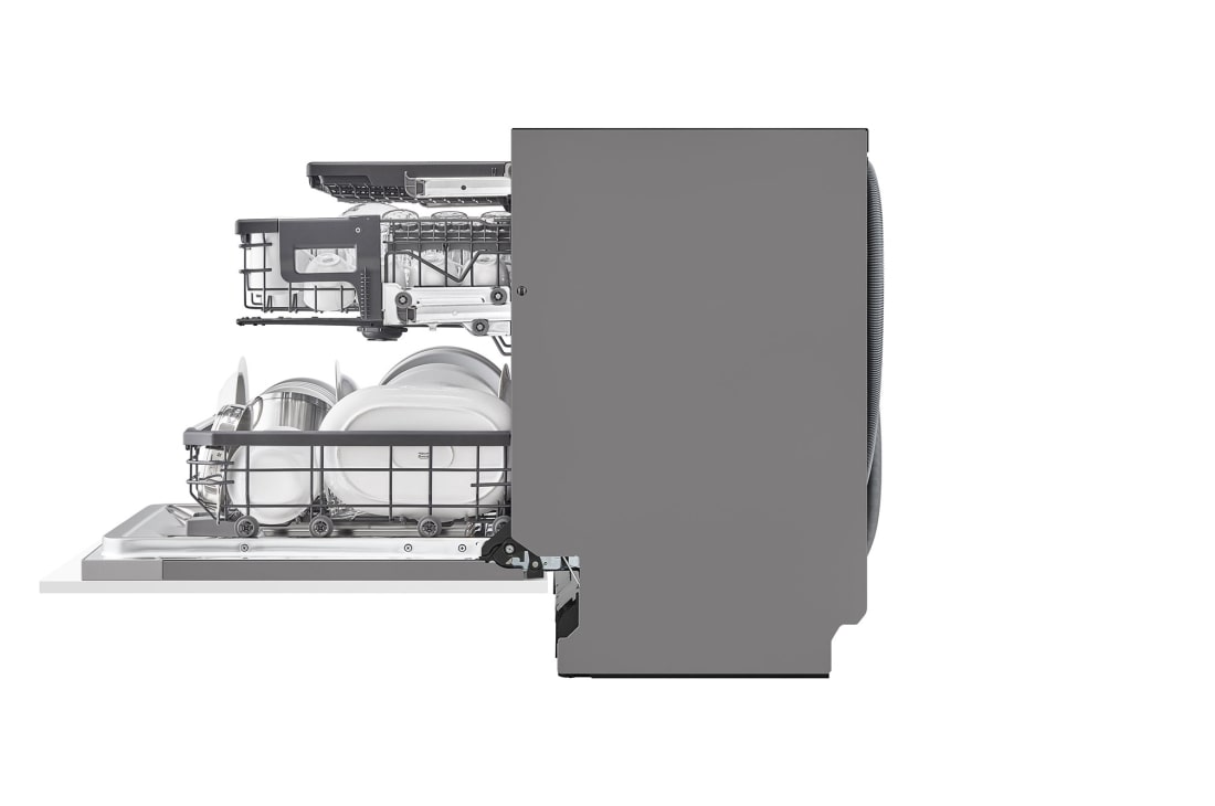 LG QuadWash™ Steam-oppvaskmaskin (for innebygd), Energiklasse A, Auto Open Dry-funksjon og Smart Diagnosis™ med Wi-Fi, Side Open with dishes, DB475TXS, thumbnail 12