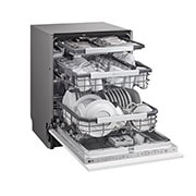 LG QuadWash™ Steam-oppvaskmaskin (for innebygd), Energiklasse A, Auto Open Dry-funksjon og Smart Diagnosis™ med Wi-Fi, left Side Open with dishes, DB475TXS, thumbnail 7