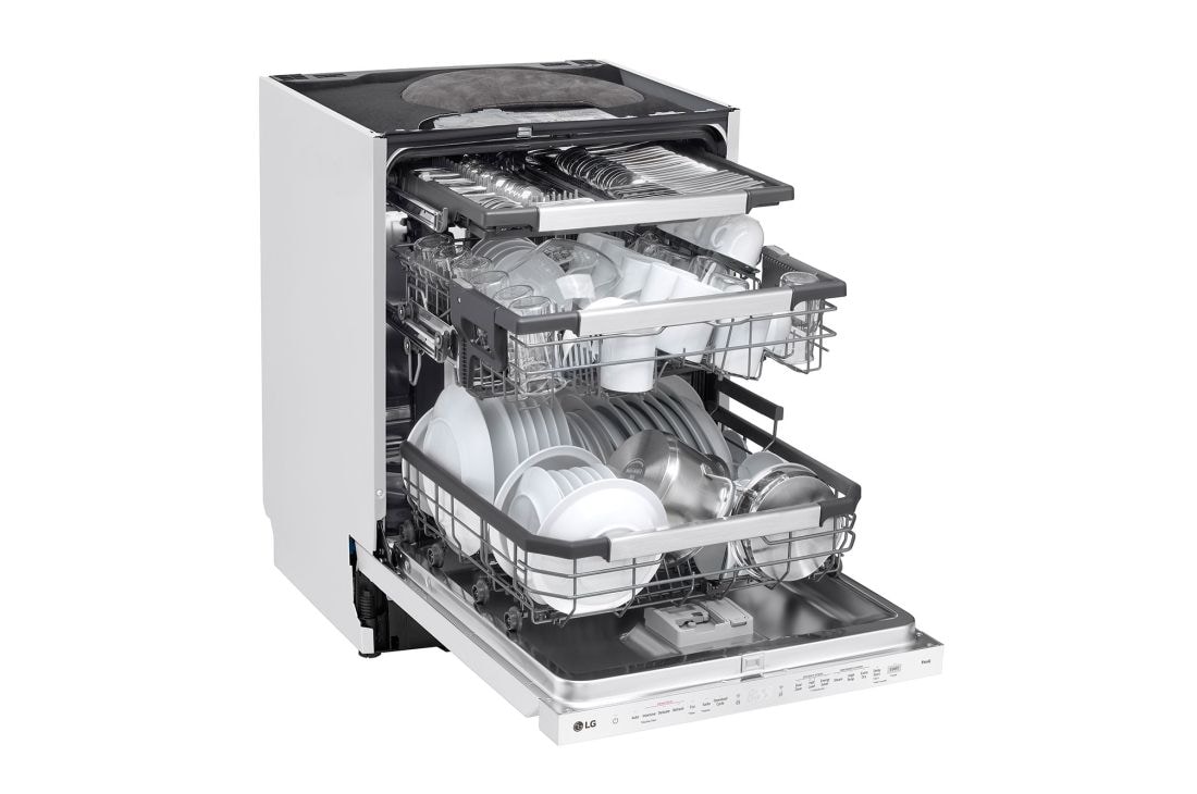 LG 14 kuverter QuadWash™ oppvaskmaskin med TrueSteam™ Energiklasse A-10 %, Left Side open view of SDU587HH, SDU587HH, thumbnail 5