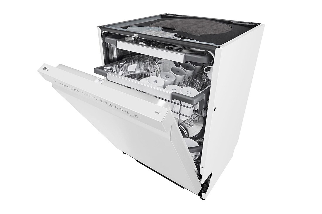 LG 14 kuverter QuadWash™ integrert oppvaskmaskin Energiklasse A-10 %, Åpen visning fra siden av DU386FW – nederste kurv, DU386FW, thumbnail 9