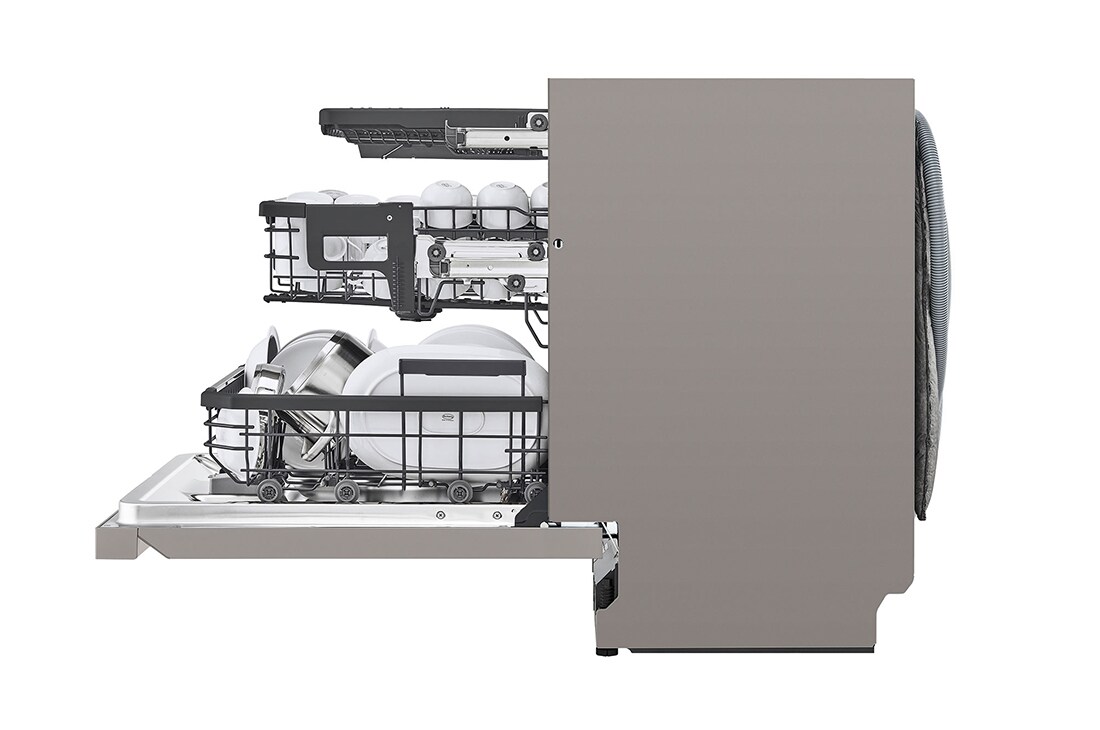 LG 14 kuverter QuadWash™ integrert oppvaskmaskin med TrueSteam™ Energiklasse A-10 %, Right side open view of SDU587HV, SDU587HV, thumbnail 12
