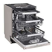 LG 14 kuverter QuadWash™ integrert oppvaskmaskin med TrueSteam™ Energiklasse A-10 %, Front open view with dish, SDU587HV, thumbnail 7