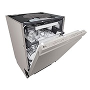 LG 14 kuverter QuadWash™ integrert oppvaskmaskin med TrueSteam™ Energiklasse A-10 %, Left side open view with dish, SDU587HV, thumbnail 8