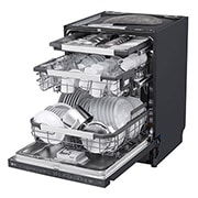 LG 14 kuverter QuadWash™ integrert oppvaskmaskin med TrueSteam™ Energiklasse A-10 %, Left side open view with dish, SDU587HM, thumbnail 8