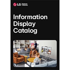 Et bilde av forsiden til LGs produktkatalog for informasjonsskjerm.