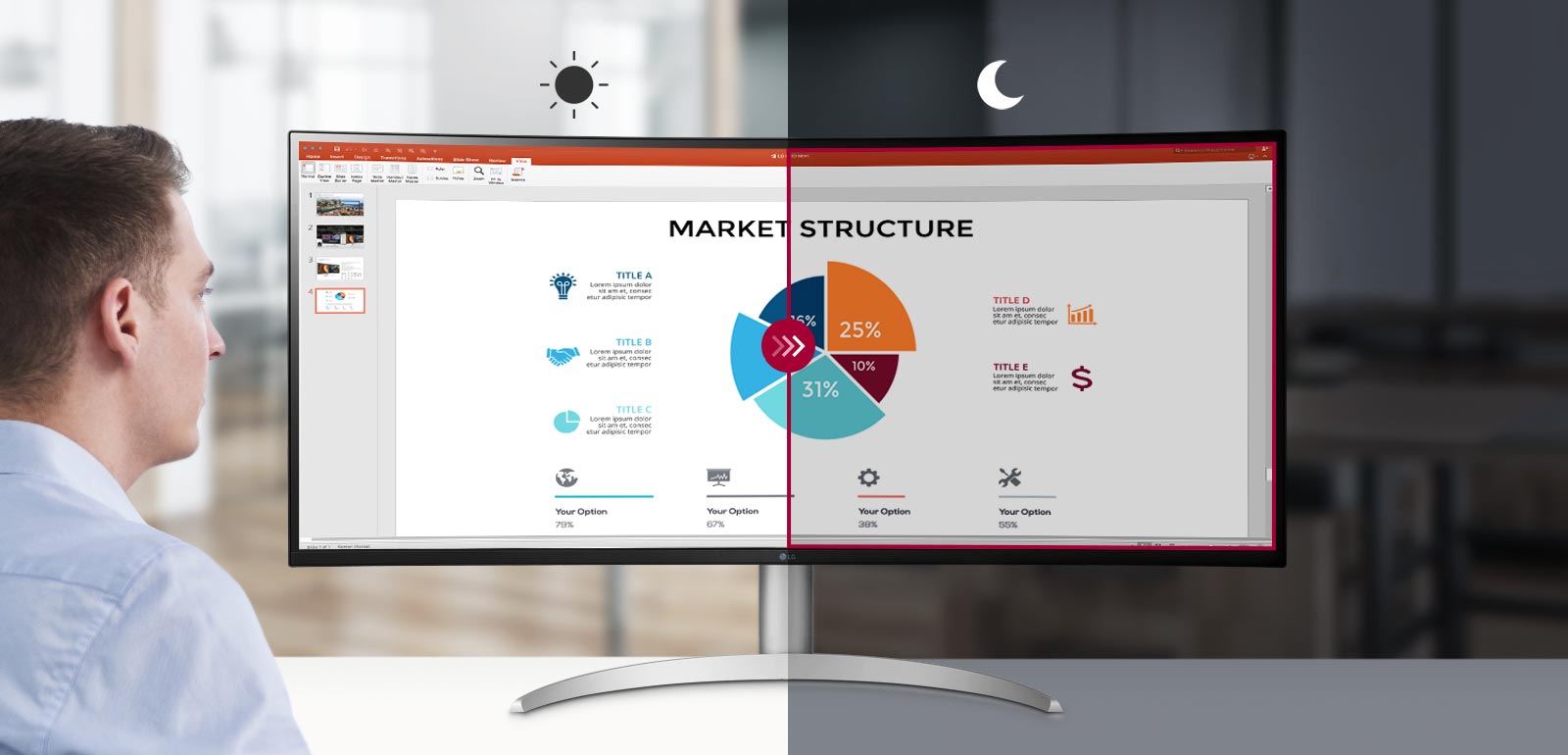 Lesemodus skaper en skjerm med en fargetemperatur som er mer lik papir, og gir optimale forhold for å lese.