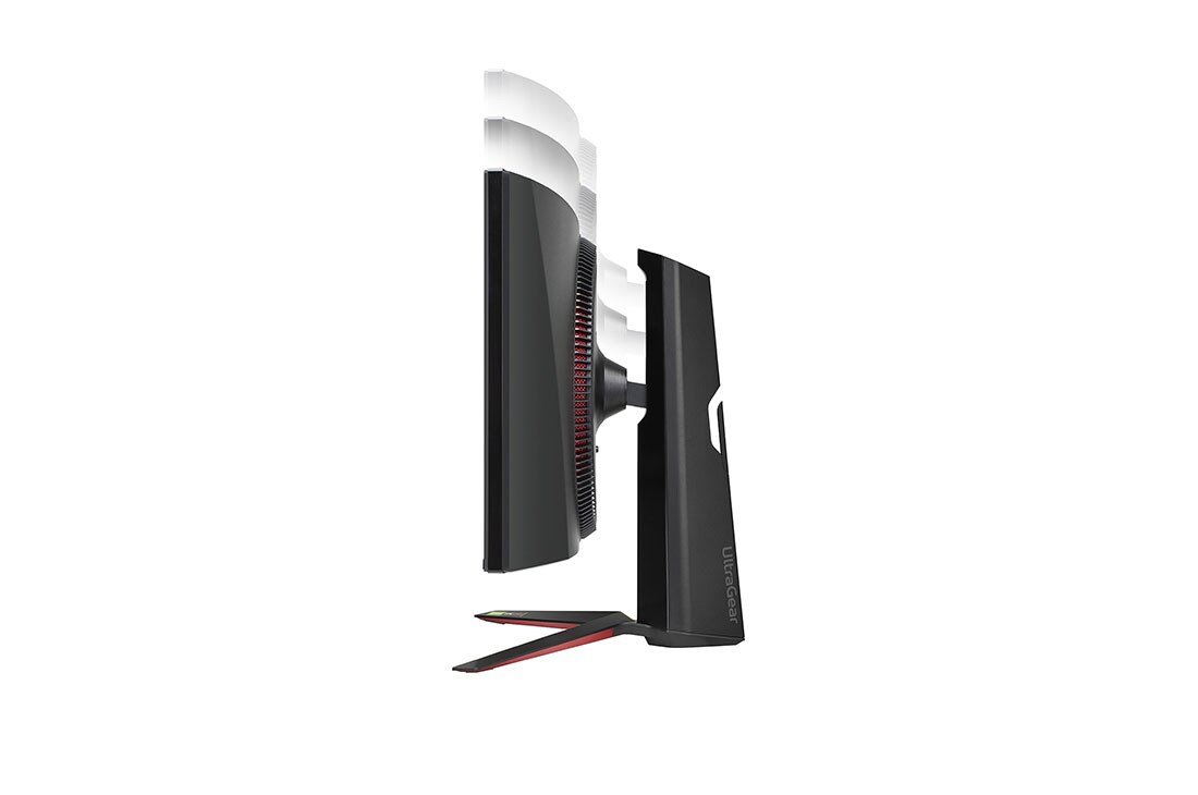 LG 34” UltraGear™ Nano IPS 1 ms gamingskjerm med NVIDIA® G-SYNC® ULTIMATE, nærbilde av porter med hvite lys slått på, 34GP950G-B, thumbnail 10