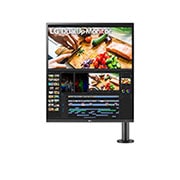LG 27,6-tommers, 16:18, DualUp Monitor med ergonomisk stativ og USB Type-C™, sett forfra med monitorarm til høyre, 28MQ780-B, thumbnail 1