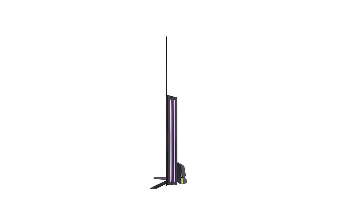 LG 48” UltraGear™ 4K OLED gamingskjerm, visning fra siden med lys på, 48GQ900-B, thumbnail 5